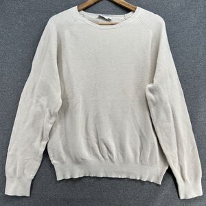 ONIA Thermal Sweatshirt Women's XL Ivory Waffle Knit Long Sleeve Elbow Patches